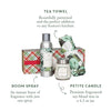 Shimmering Snowberry Holiday Hostess Giftset- Candle, Room Spray, & Tea Towel